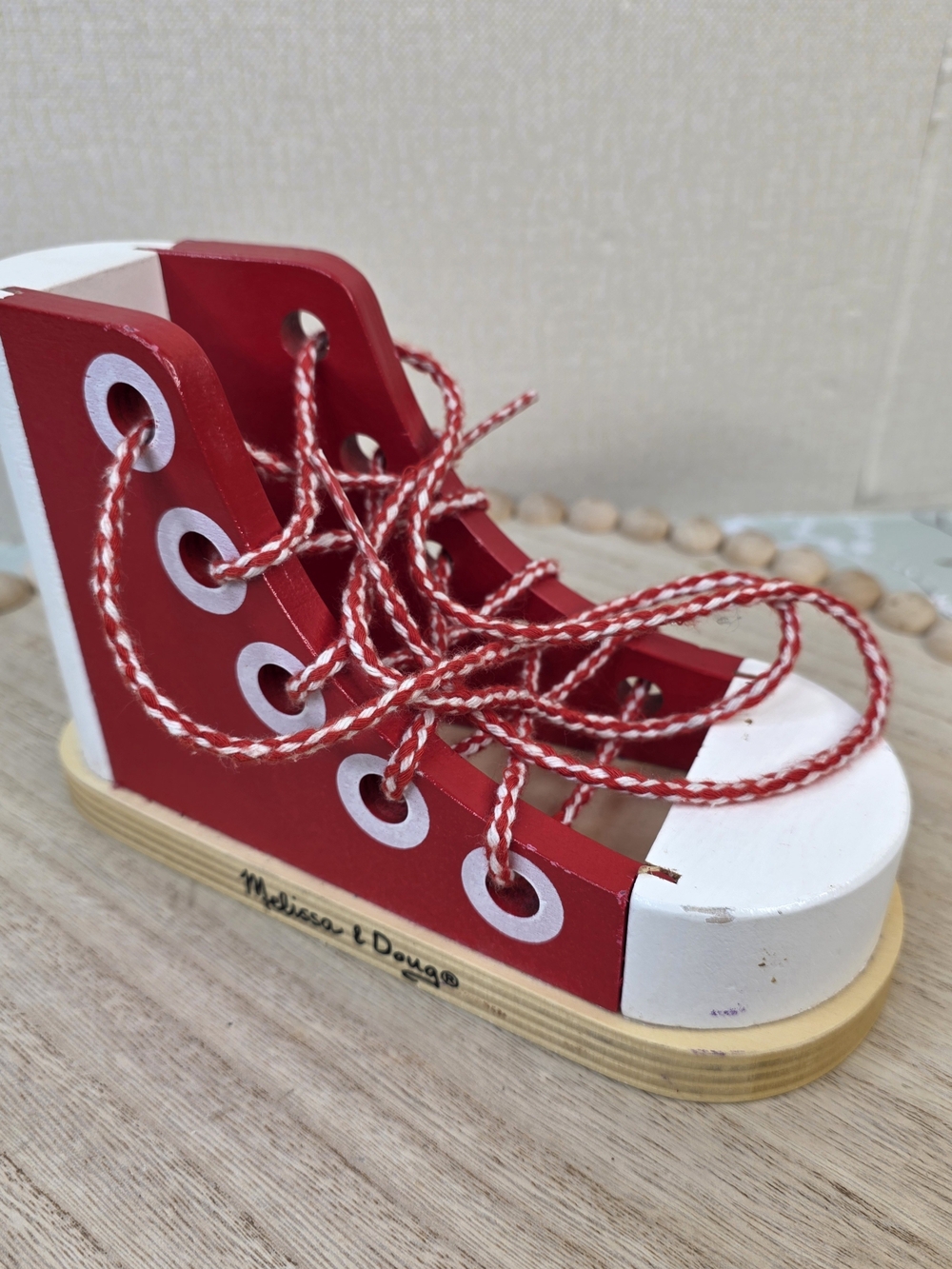 Melissa & Doug  Wooden Lacing Shoe Trainer